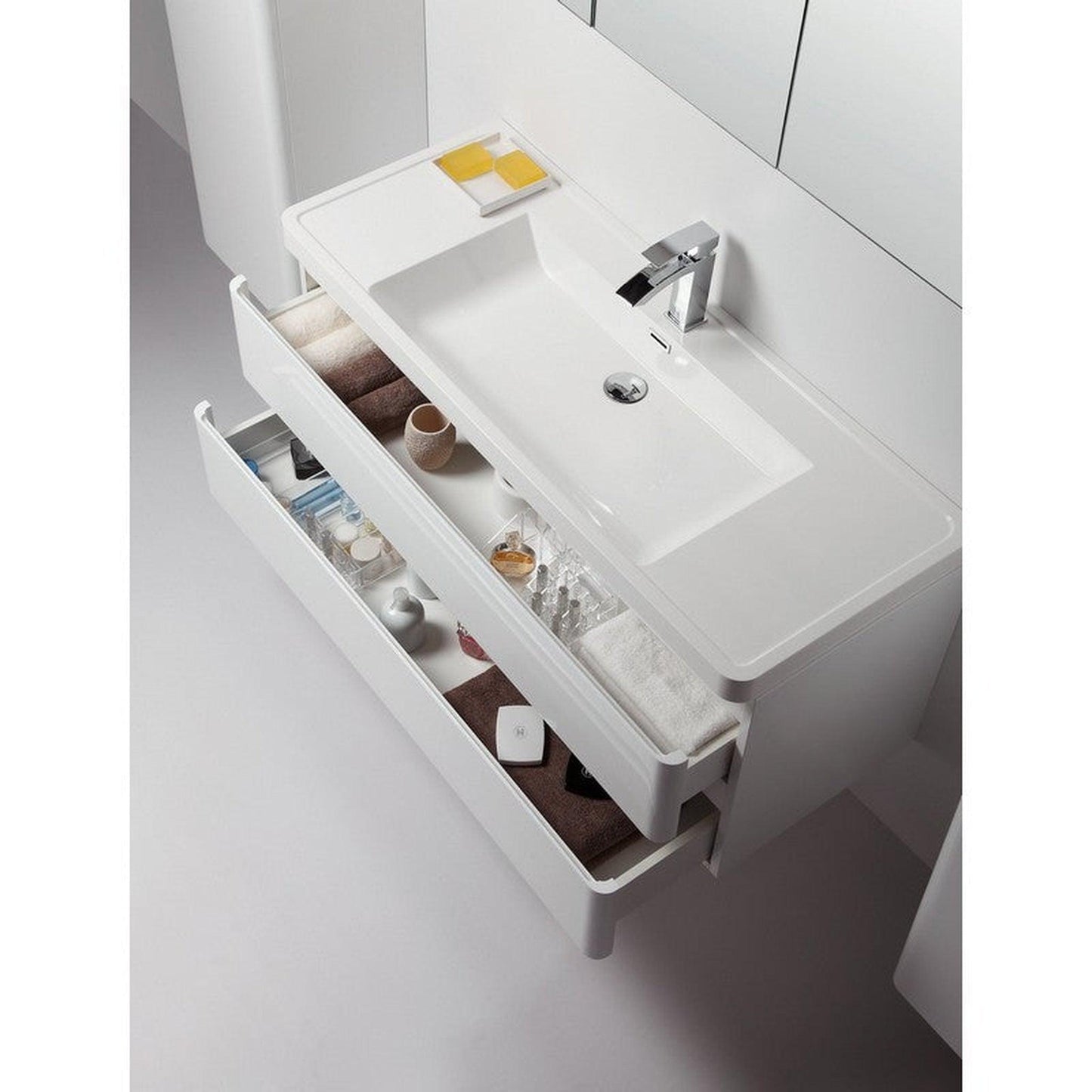 Eviva Glazzy 48" x 22" White Wall Mount Bathroom Vanity With White Single Integrated Sink