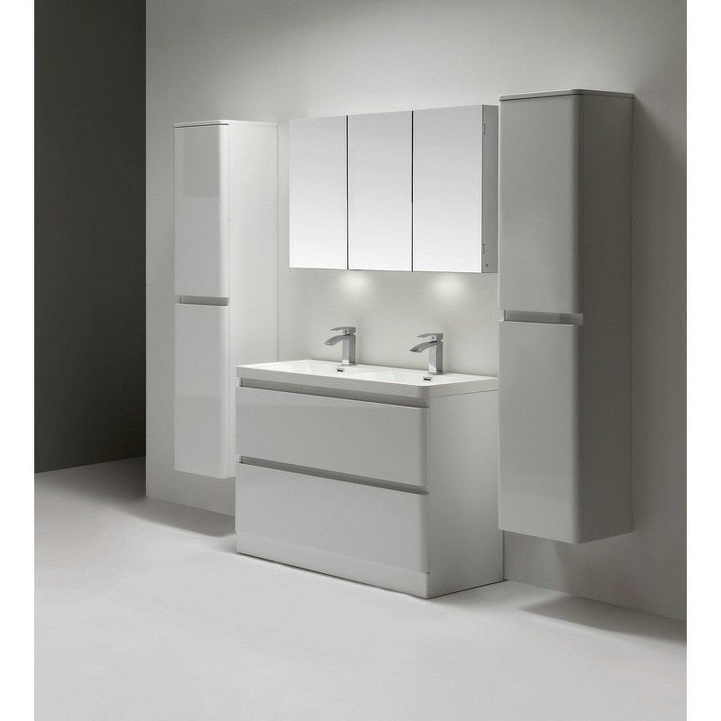 Eviva Glazzy 48" x 33.5" White Freestanding Bathroom Vanity With White Double Integrated Sink