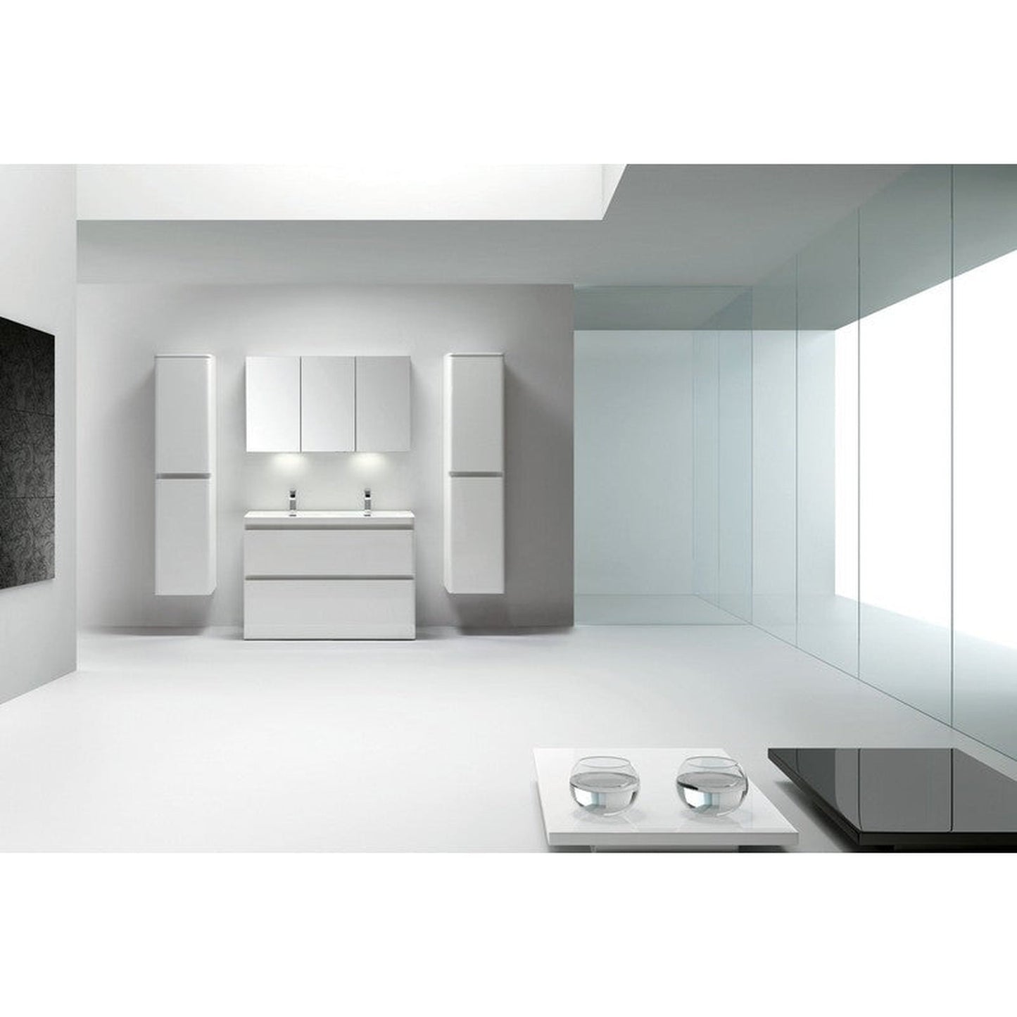 Eviva Glazzy 48" x 33.5" White Freestanding Bathroom Vanity With White Double Integrated Sink