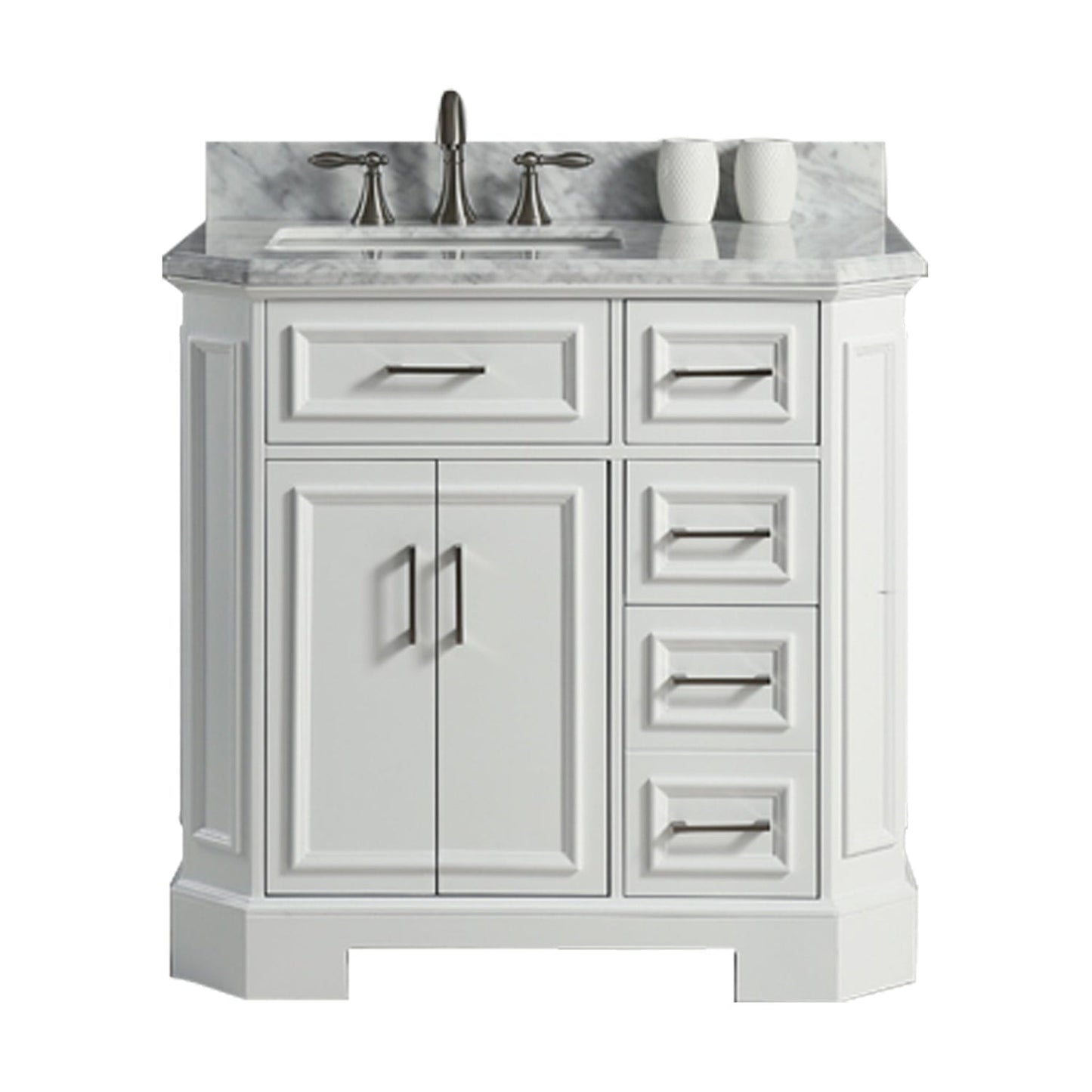 Eviva Glory 42" x 33" White Bathroom Vanity With Carrara Marble Countertop and Single Porcelain Sink