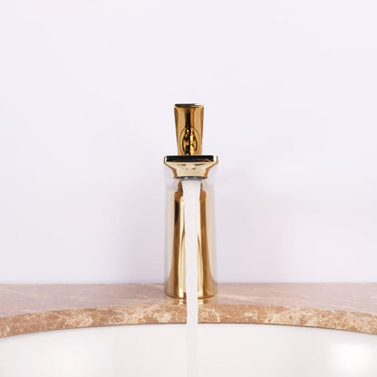 Eviva Glossy Gold Coated Single Handle Bathroom Sink Faucet