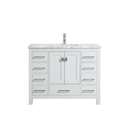 Eviva Hampton 36" x 34" in 18" Depth White Freestanding Bathroom Vanity With Marble Carrara Countertop and Single Undermount Sink