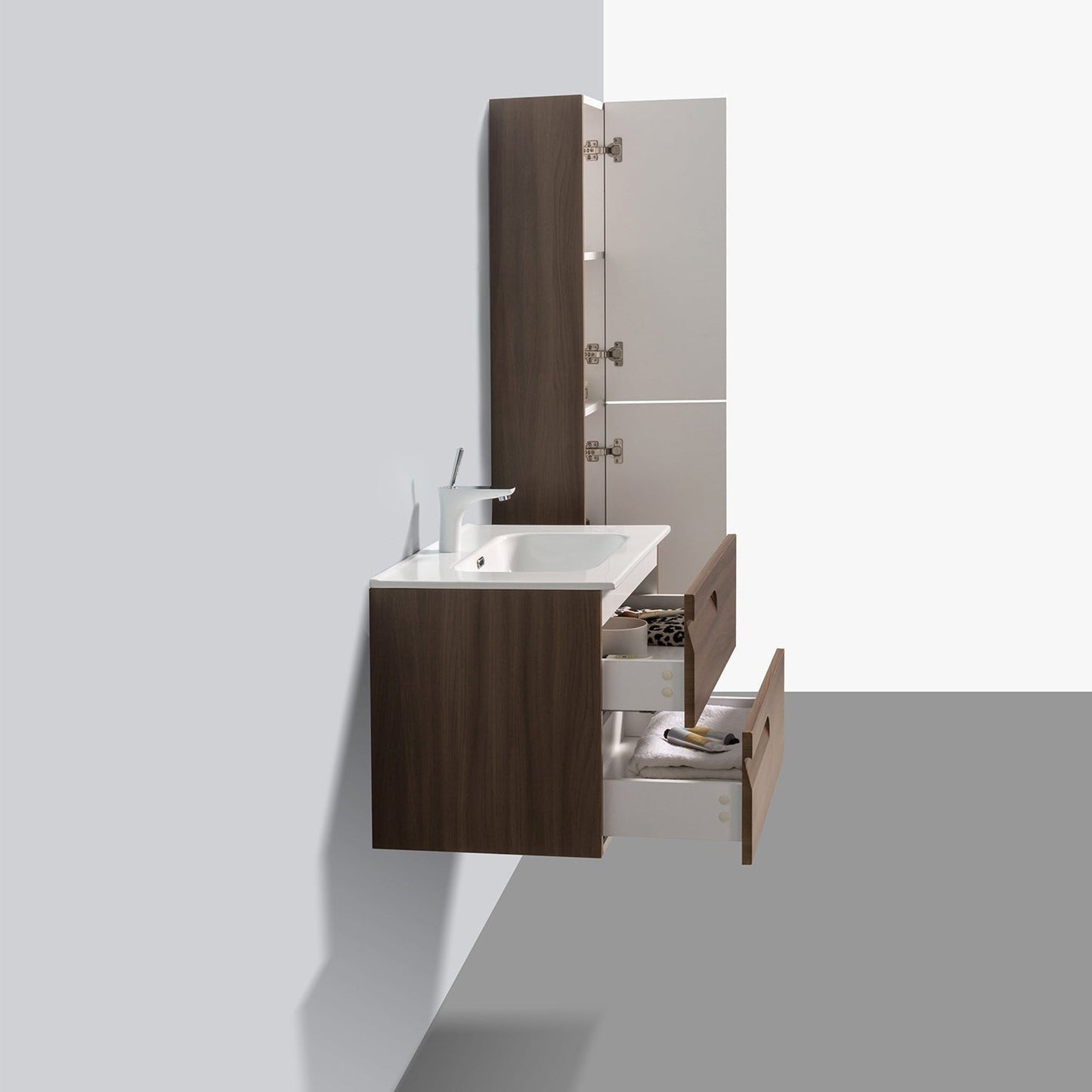 Eviva Joy 24" x 21" Graywood Wall-Mounted Bathroom Vanity With White Integrated Sink