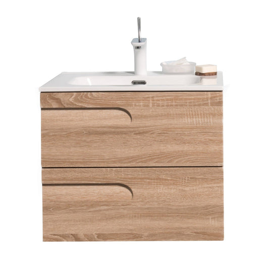 Eviva Joy 24" x 21" Maple Wall-Mounted Bathroom Vanity With White Integrated Sink