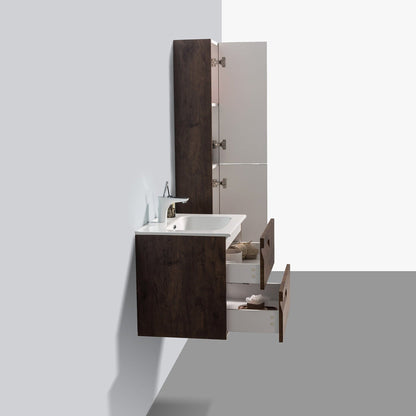 Eviva Joy 24" x 21" Rosewood Wall-Mounted Bathroom Vanity With White Integrated Sink