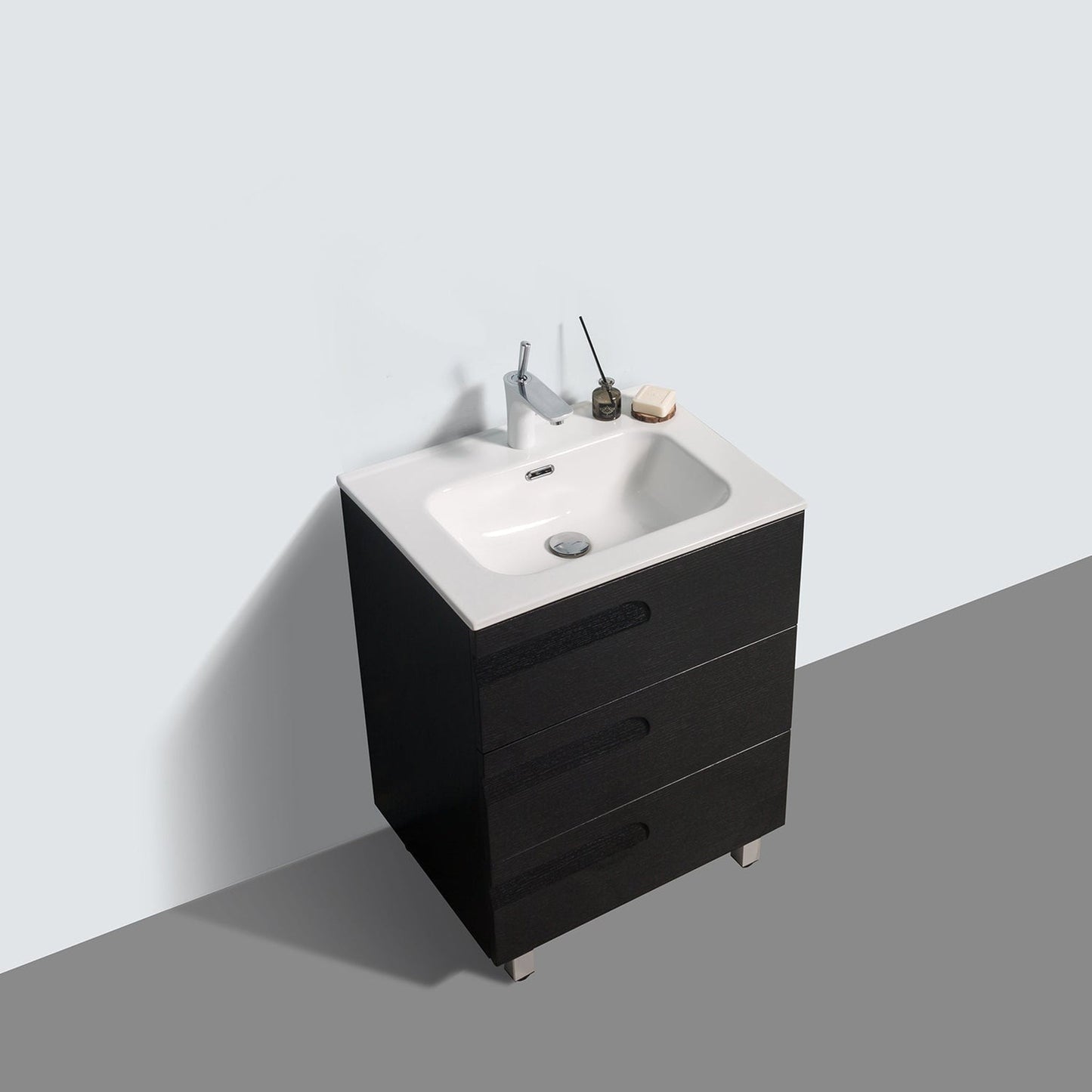 Eviva Joy 24" x 34" Blackwood Freestanding Bathroom Vanity With White Integrated Sink