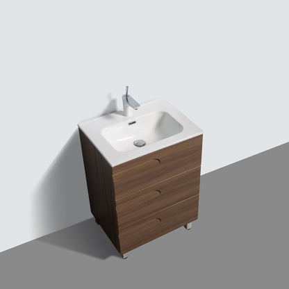 Eviva Joy 24" x 34" Graywood Freestanding Bathroom Vanity With White Integrated Sink