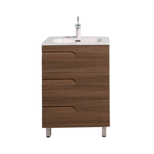 Eviva Joy 24" x 34" Graywood Freestanding Bathroom Vanity With White Integrated Sink