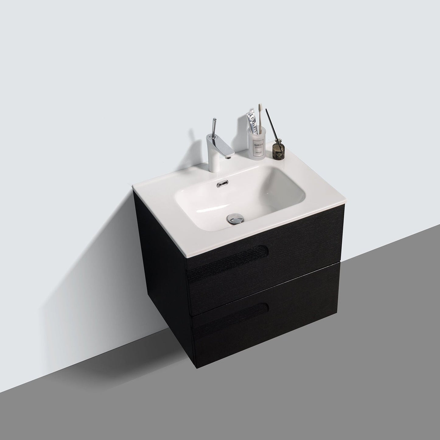 Eviva Joy 28" x 21" Blackwood Wall-Mounted Bathroom Vanity With White Integrated Sink