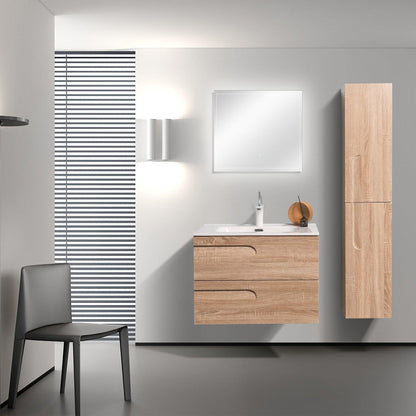 Eviva Joy 28" x 21" Maple Wall-Mounted Bathroom Vanity With White Integrated Sink