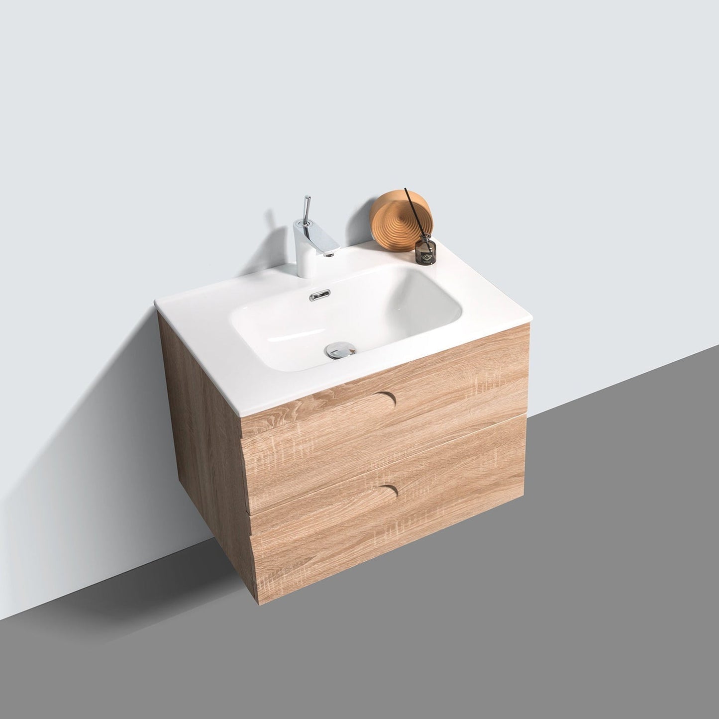 Eviva Joy 28" x 21" Maple Wall-Mounted Bathroom Vanity With White Integrated Sink