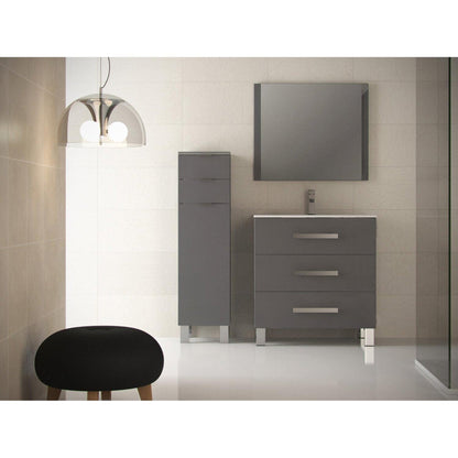 Eviva Libra 28" x 34" Gray Freestanding Bathroom Vanity With White Integrated Porcelain Sink