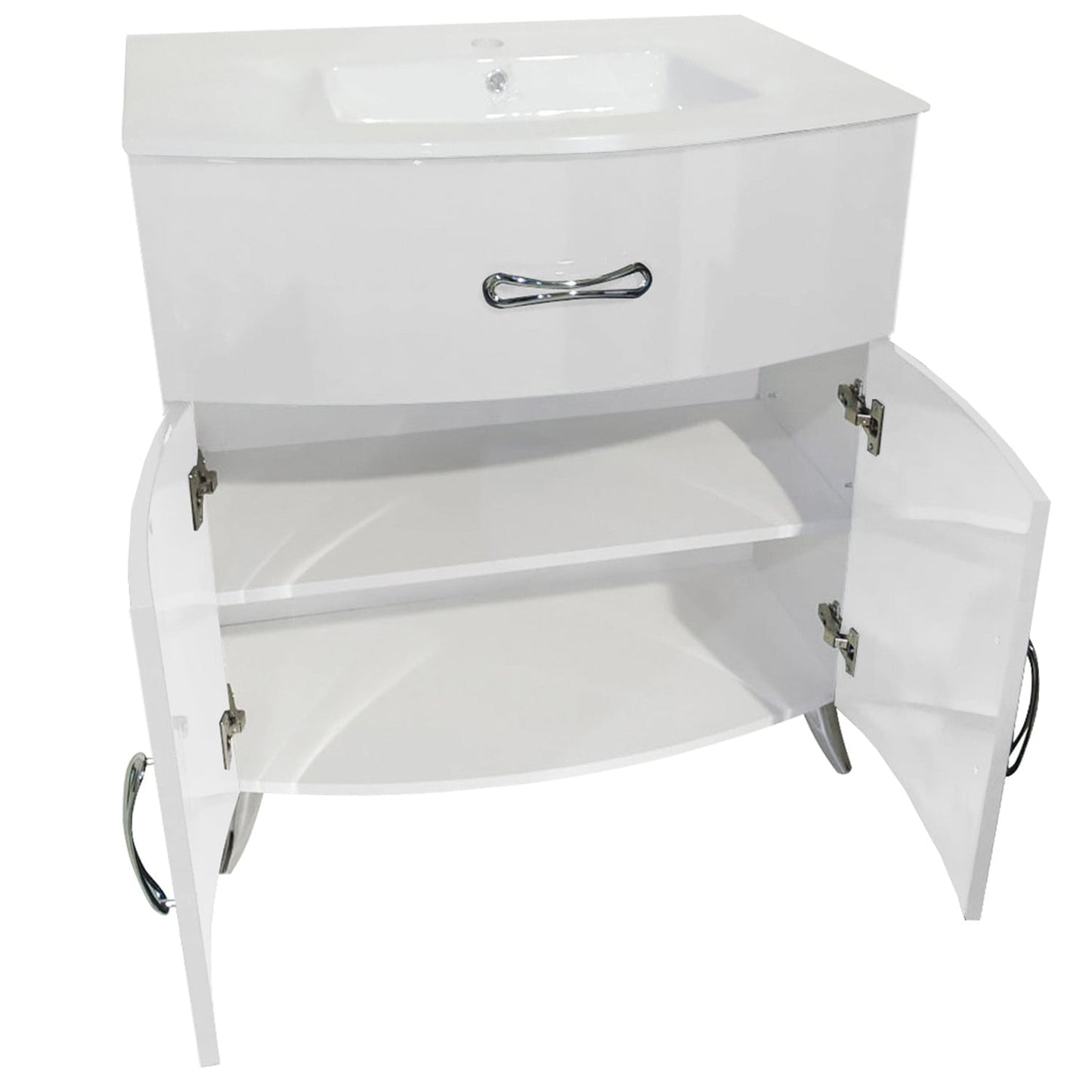 Eviva Lina 32" x 34" White Freestanding Bathroom Vanity With White Integrated Porcelain Sink