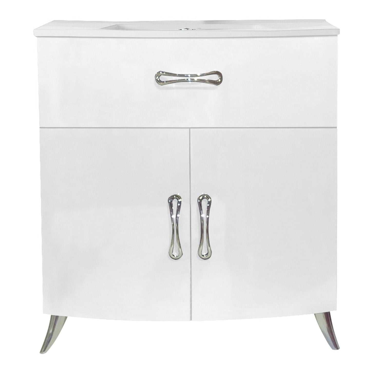 Eviva Lina 32" x 34" White Freestanding Bathroom Vanity With White Integrated Porcelain Sink