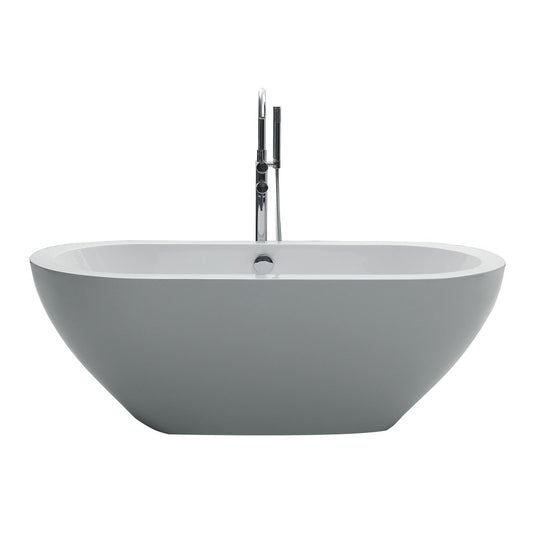 Eviva Lina 67" x 32" White Freestanding Acrylic Bathtub With Overflow Chrome Cover
