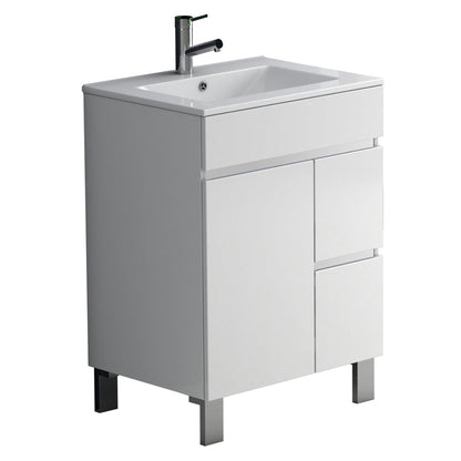 Eviva Link 24” x 34” White Freestanding Bathroom Vanity With Integrated Porcelain Sink