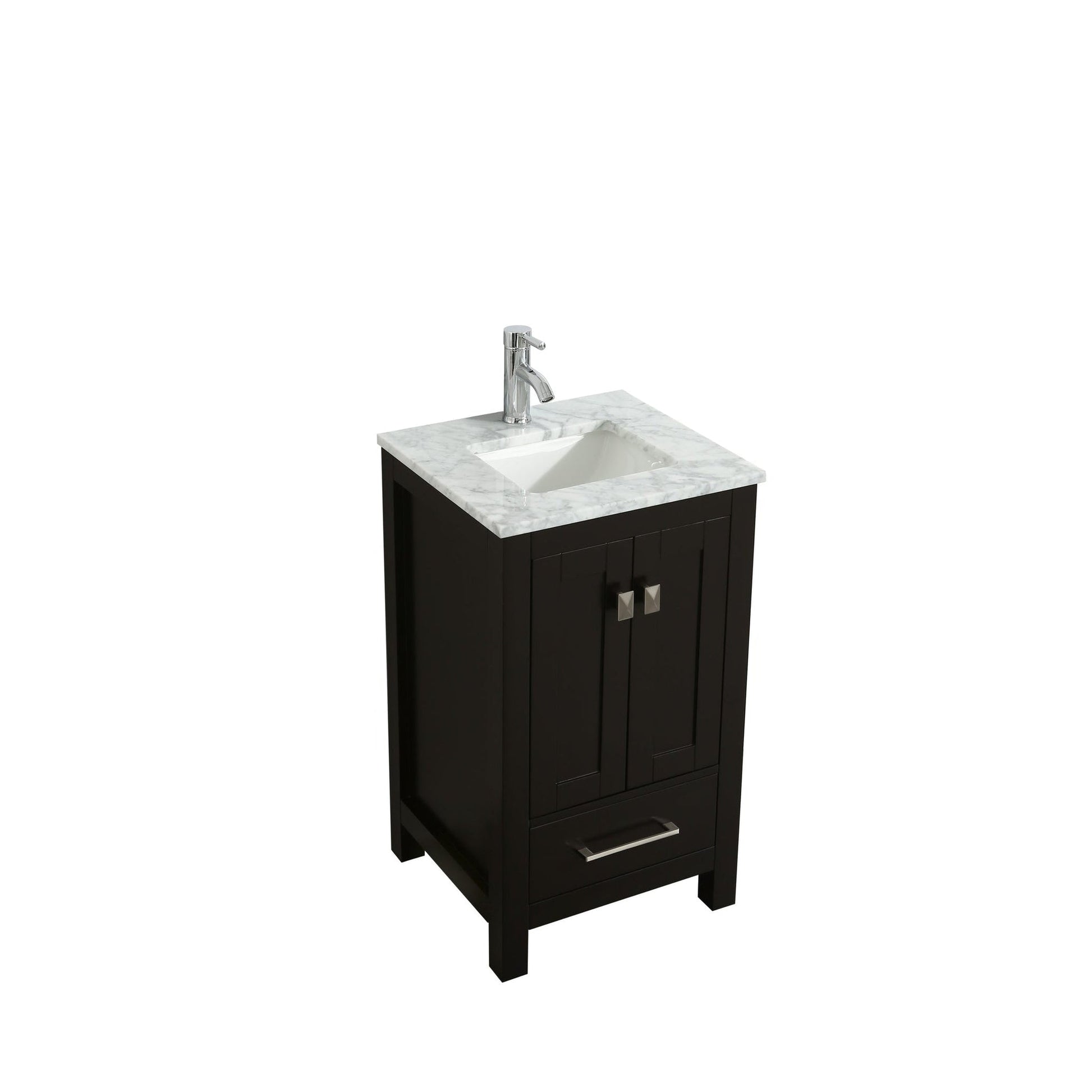 Eviva London 20" x 34" Espresso Freestanding Bathroom Vanity With Carrara Marble Countertop and Single Undermount Sink