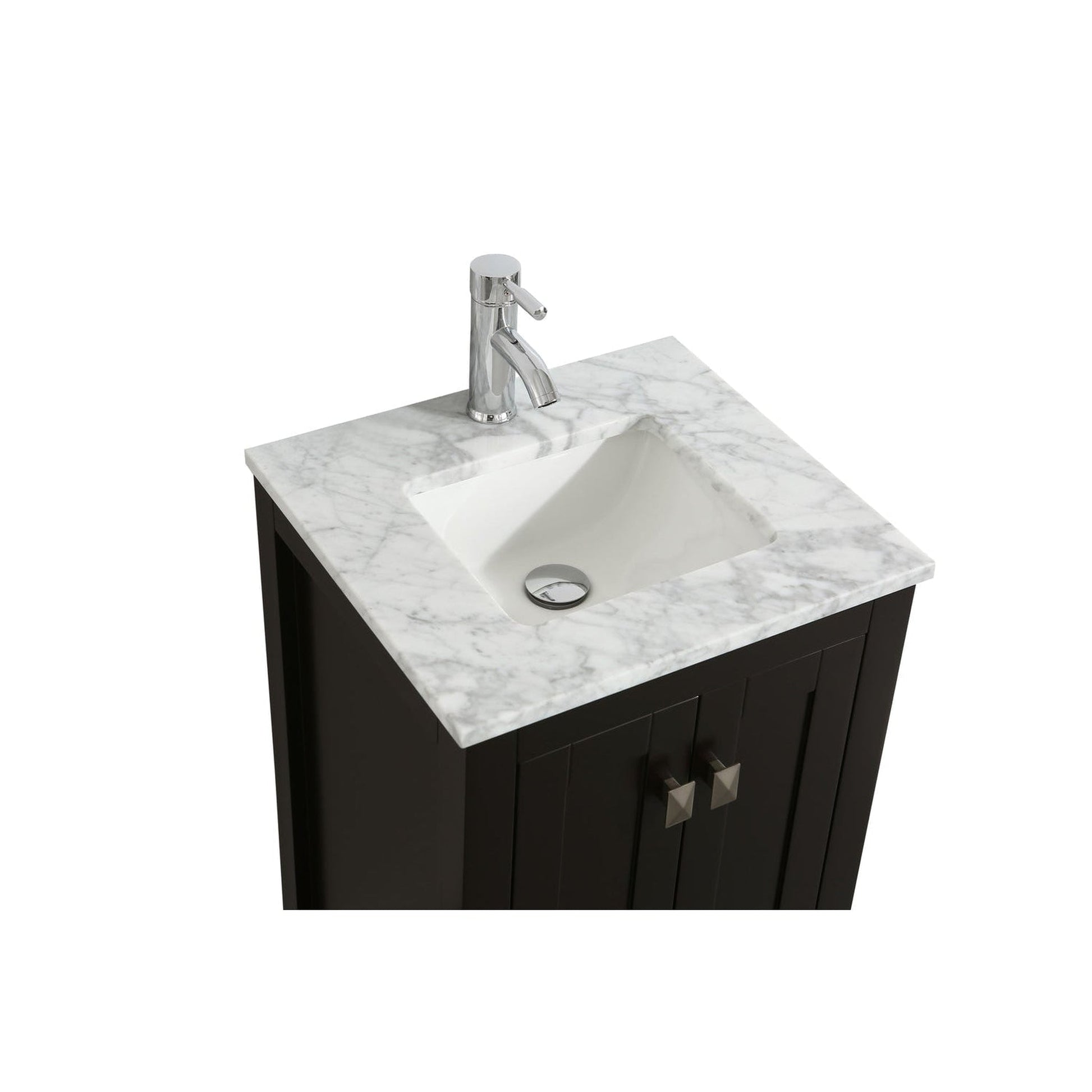 Eviva London 20" x 34" Espresso Freestanding Bathroom Vanity With Carrara Marble Countertop and Single Undermount Sink