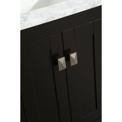 Eviva London 20" x 34" Espresso Freestanding Bathroom Vanity With Carrara Marble Countertop and Single Undermount Sink