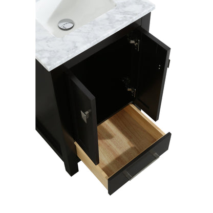 Eviva London 20" x 34" Espresso Freestanding Bathroom Vanity With Carrara Marble Countertop and Single Undermount Sink