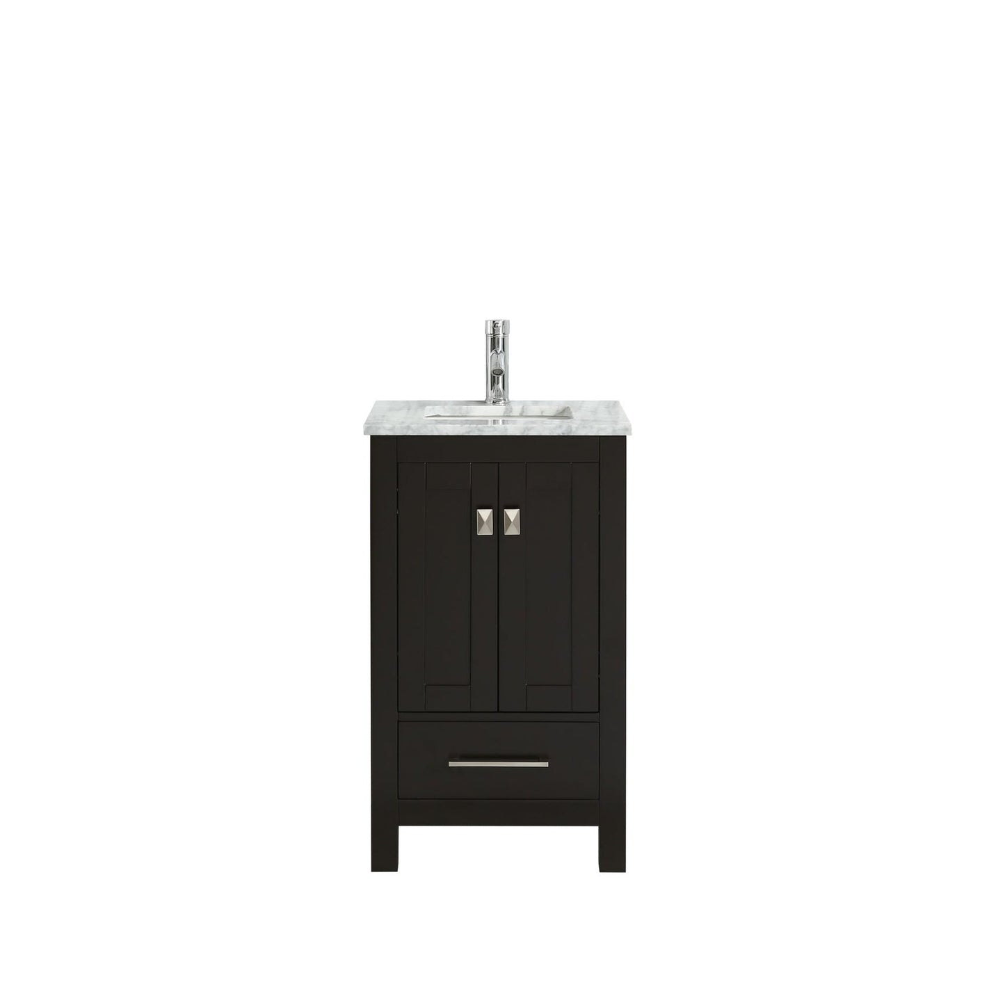 Eviva London 20" x 34" Espresso Freestanding Bathroom Vanity With Carrara Marble Countertop and Single Undermount Sink