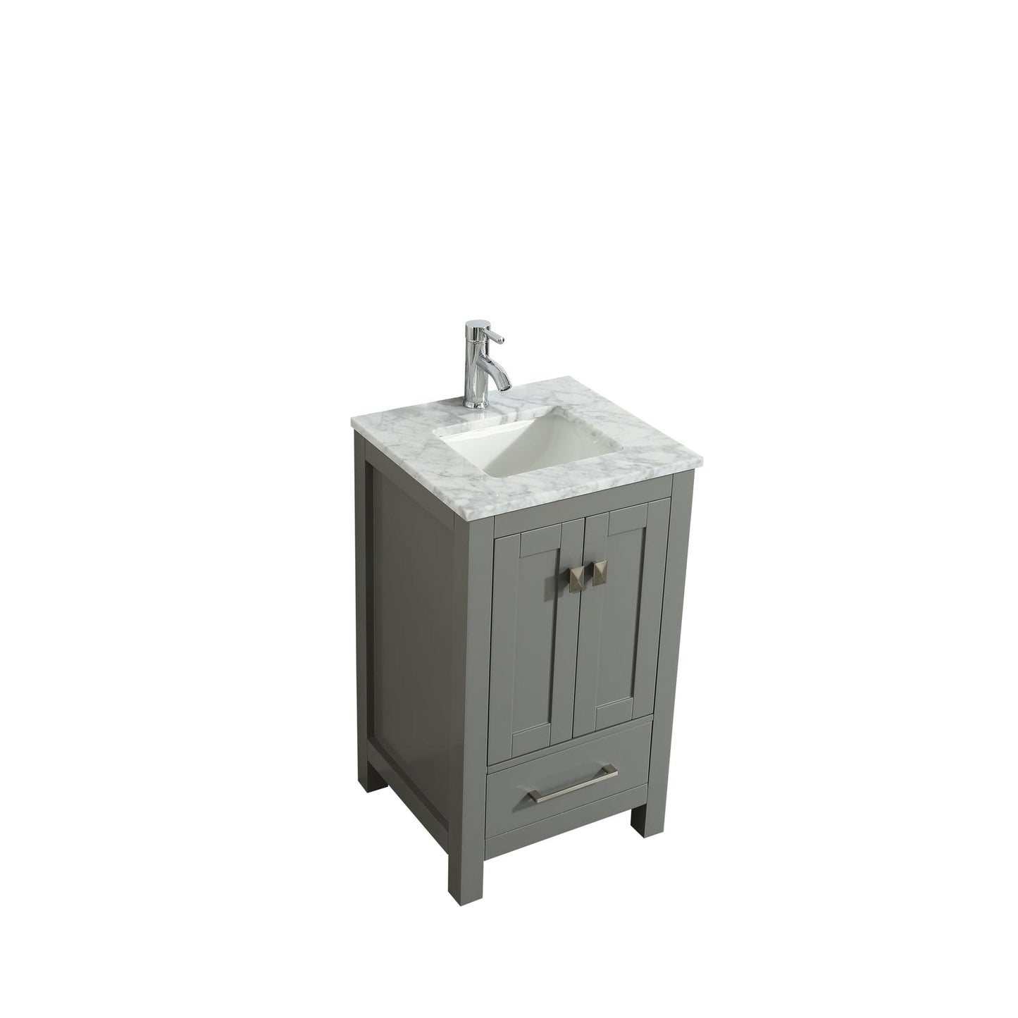 Eviva London 20" x 34" Gray Freestanding Bathroom Vanity With Carrara Marble Countertop and Single Undermount Sink