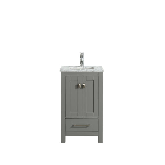 Eviva London 20" x 34" Gray Freestanding Bathroom Vanity With Carrara Marble Countertop and Single Undermount Sink