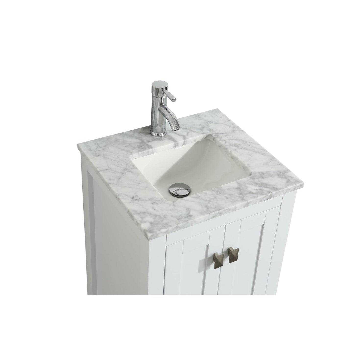 Eviva London 20" x 34" White Freestanding Bathroom Vanity With Carrara Marble Countertop and Single Undermount Sink