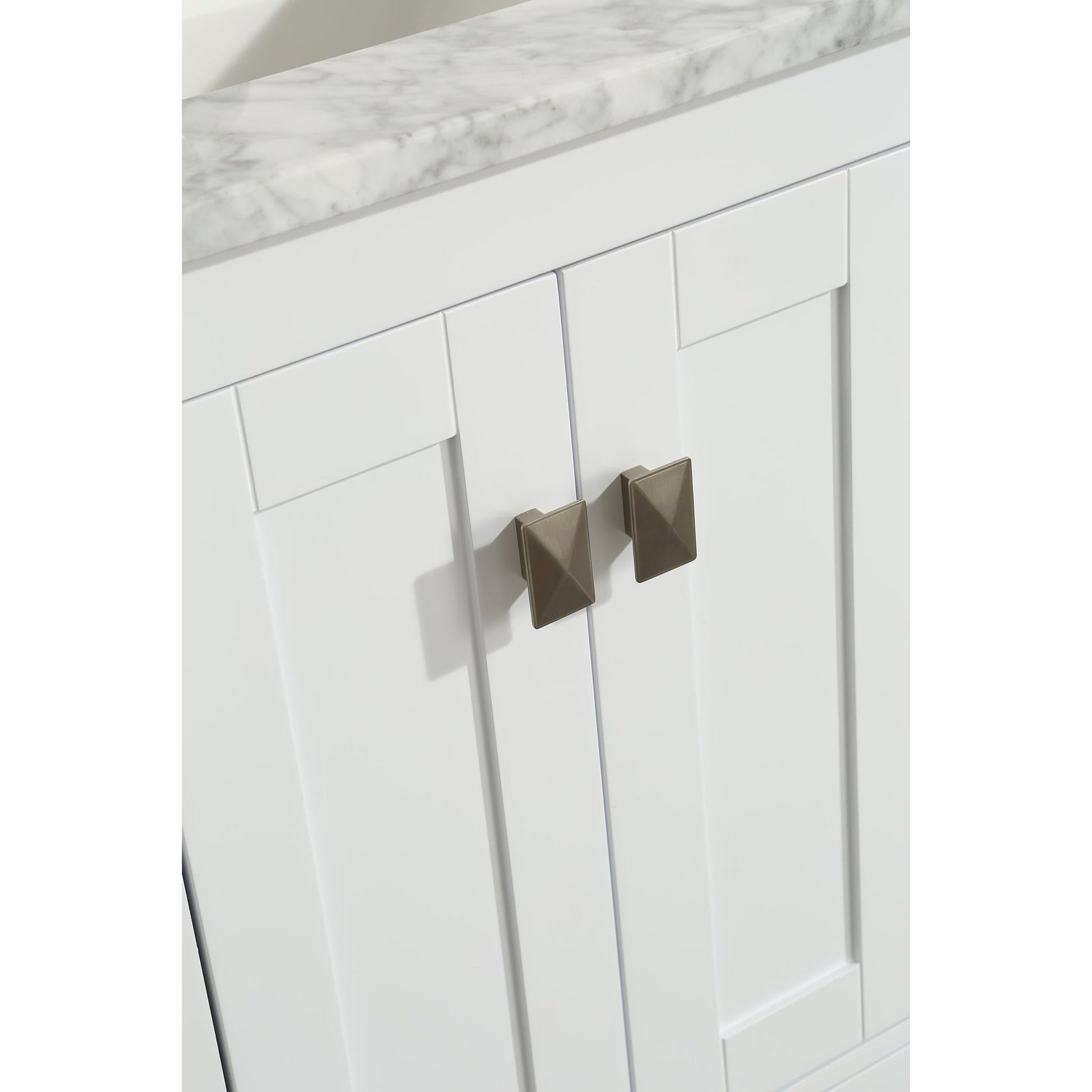 Eviva London 20" x 34" White Freestanding Bathroom Vanity With Carrara Marble Countertop and Single Undermount Sink