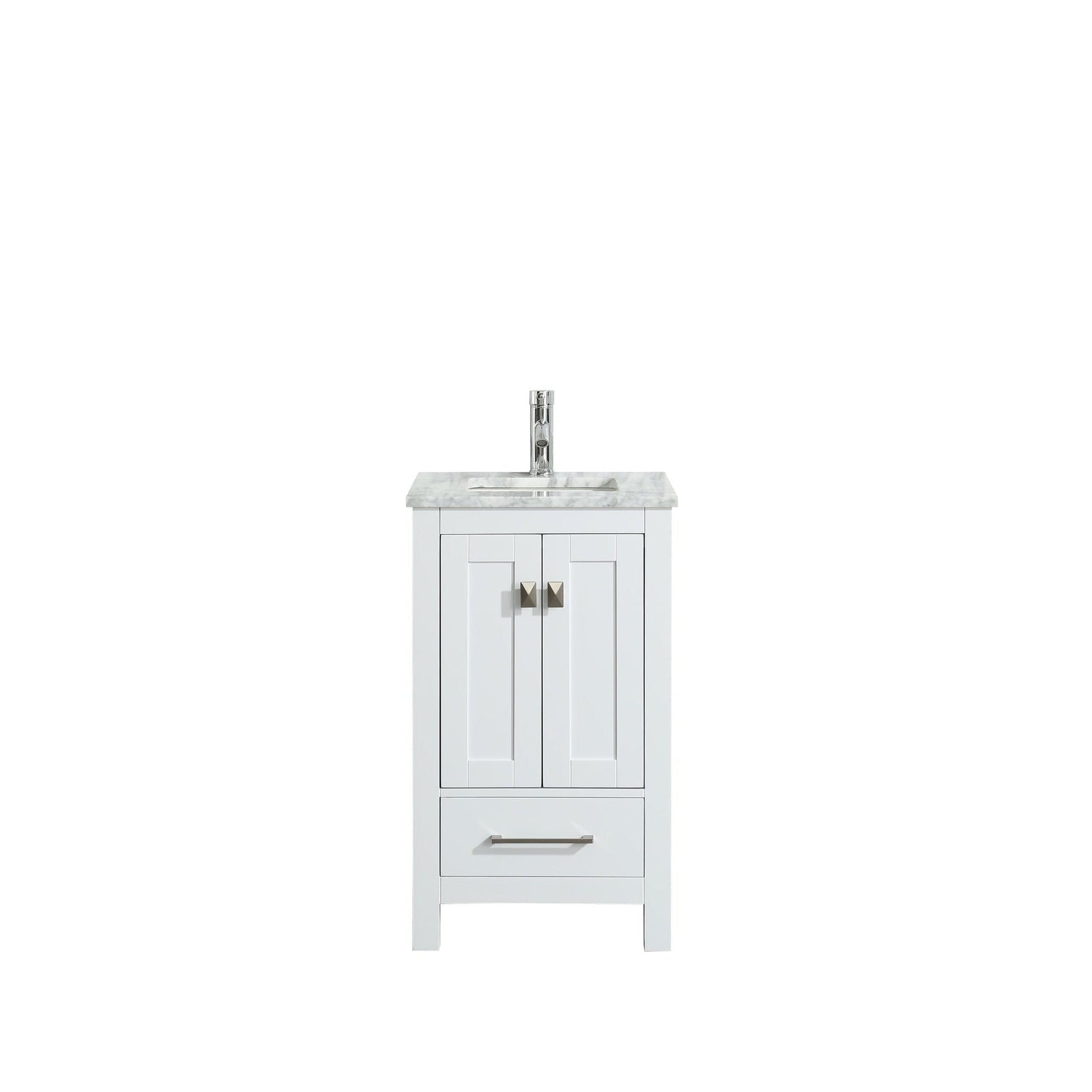 Eviva London 20" x 34" White Freestanding Bathroom Vanity With Carrara Marble Countertop and Single Undermount Sink