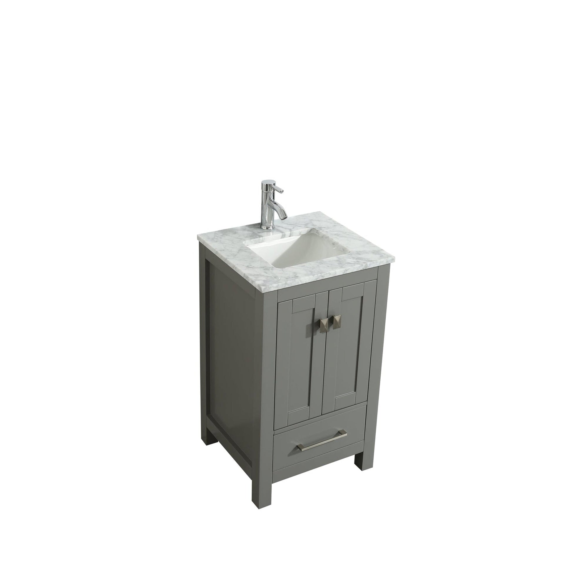 Eviva London 24" x 34" Gray Freestanding Bathroom Vanity With Carrara Marble Countertop and Single Undermount Sink