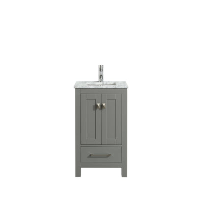 Eviva London 24" x 34" Gray Freestanding Bathroom Vanity With Carrara Marble Countertop and Single Undermount Sink