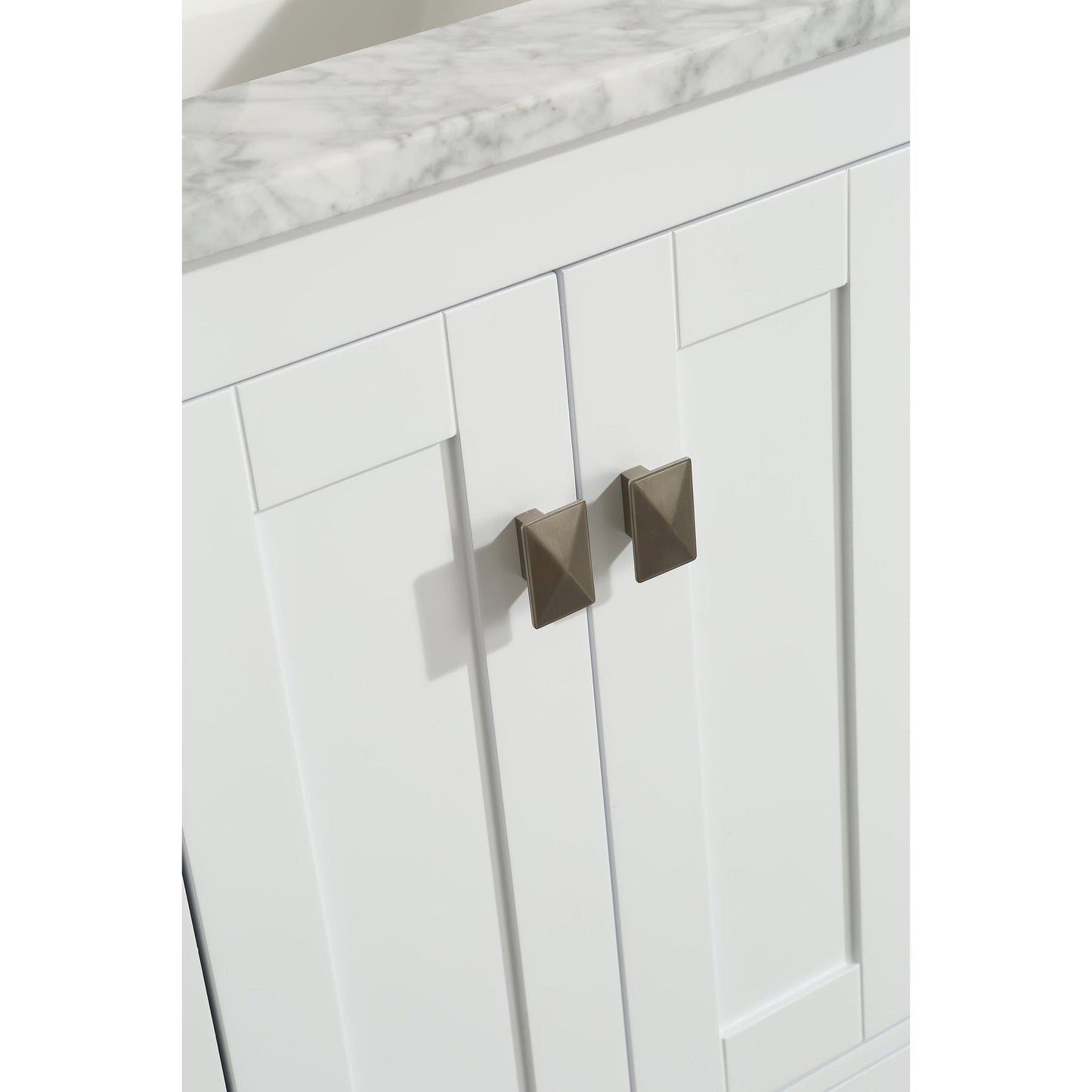 Eviva London 24" x 34" White Freestanding Bathroom Vanity With Carrara Marble Countertop and Single Undermount Sink