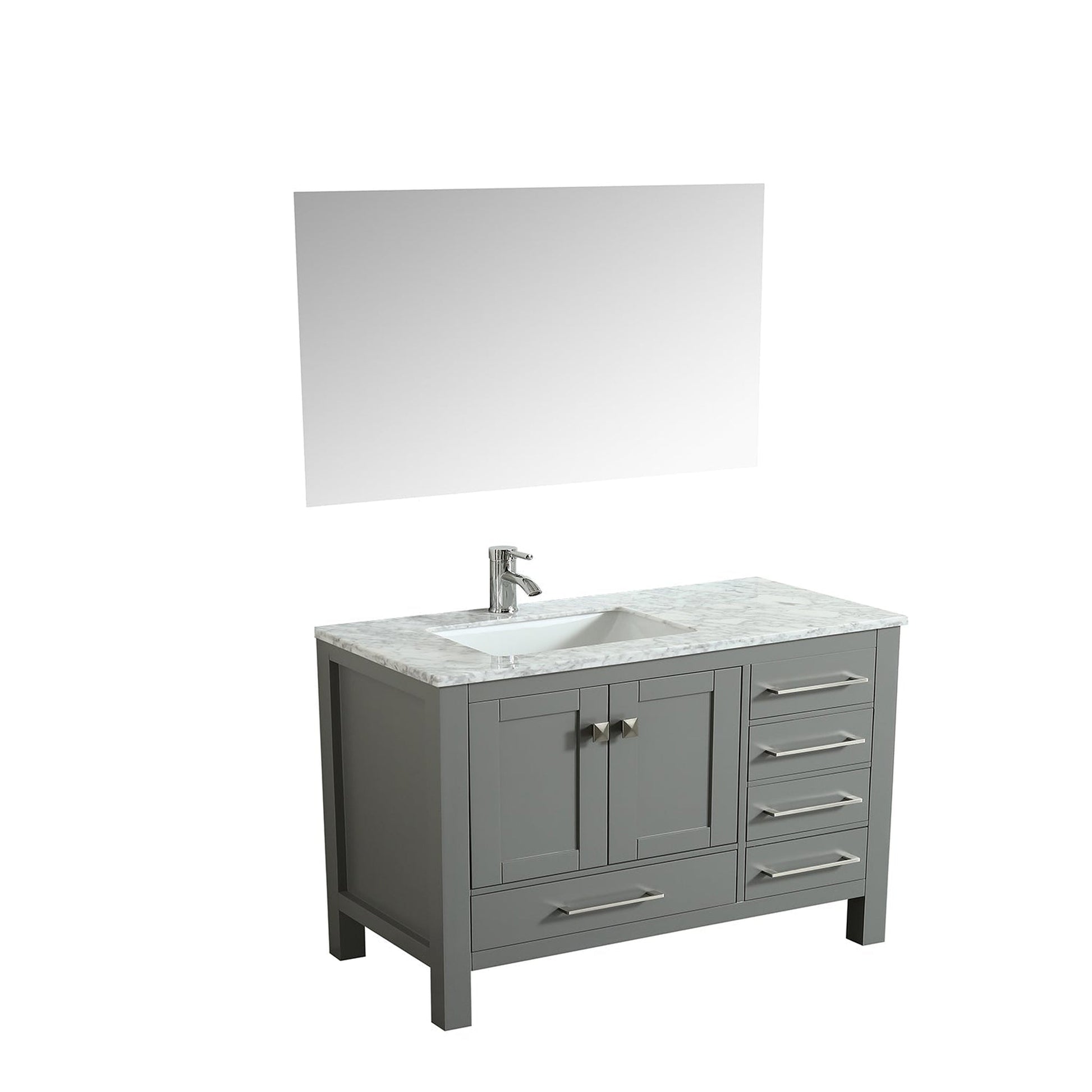 Eviva London 38" x 34" Gray Freestanding Bathroom Vanity With Carrara Marble Countertop and Single Undermount Sink