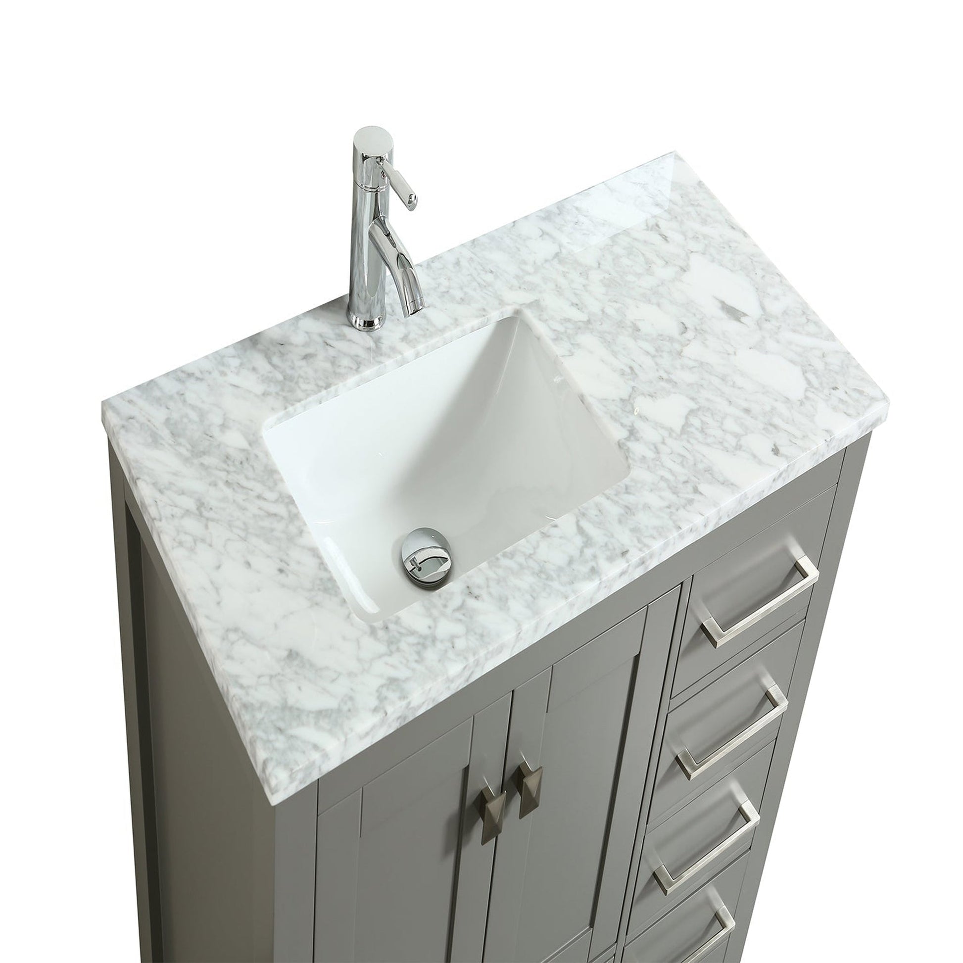 Eviva London 38" x 34" Gray Freestanding Bathroom Vanity With Carrara Marble Countertop and Single Undermount Sink