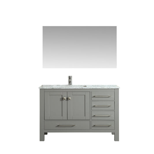 Eviva London 38" x 34" Gray Freestanding Bathroom Vanity With Carrara Marble Countertop and Single Undermount Sink