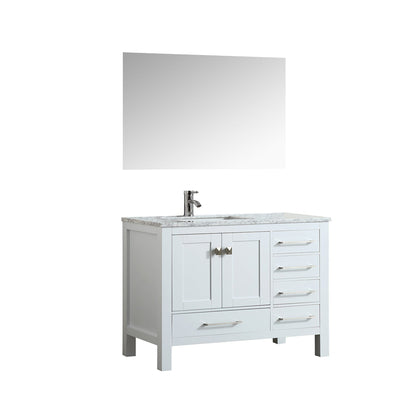 Eviva London 38" x 34" White Freestanding Bathroom Vanity With Carrara Marble Countertop and Single Undermount Sink