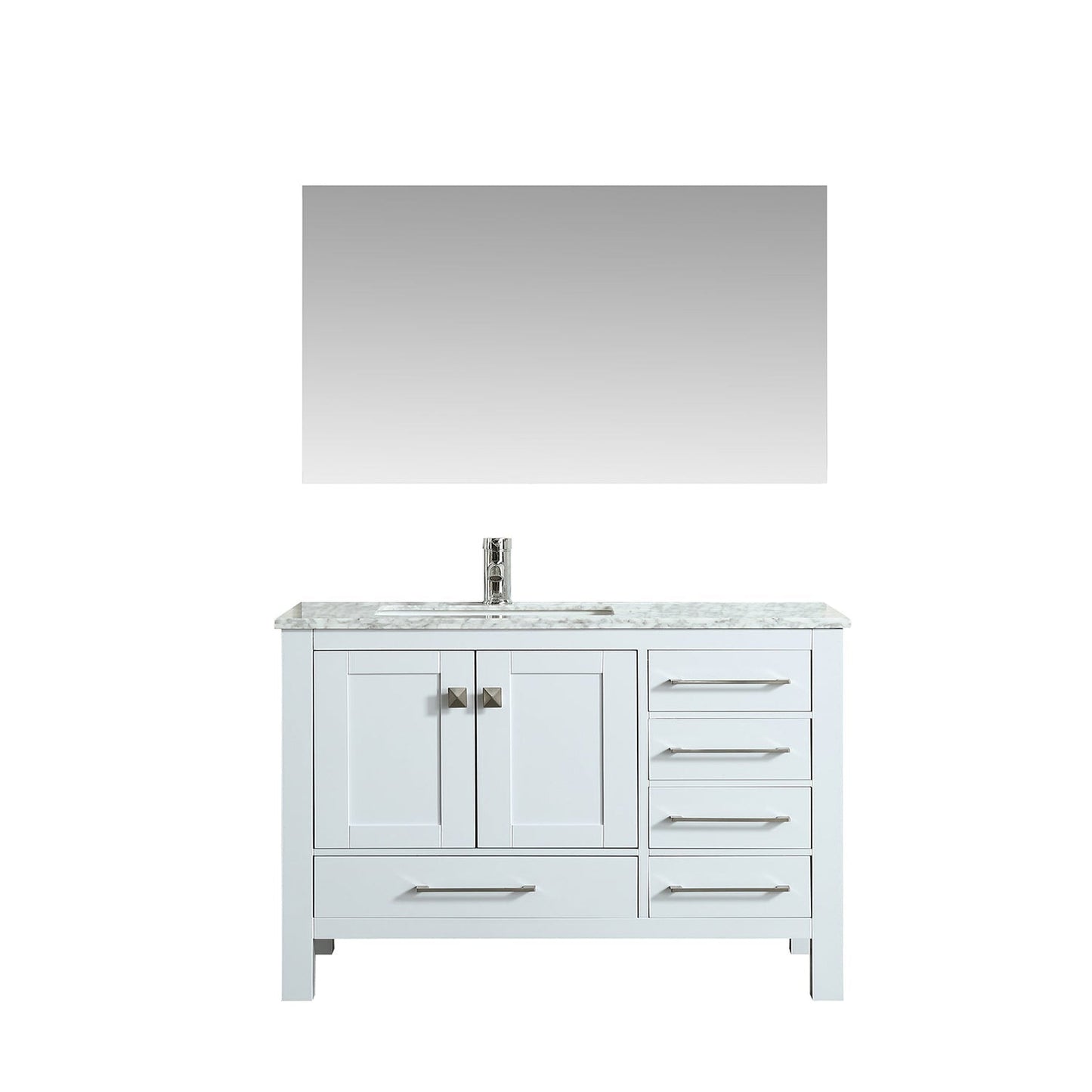 Eviva London 38" x 34" White Freestanding Bathroom Vanity With Carrara Marble Countertop and Single Undermount Sink