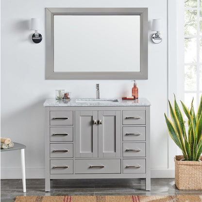 Eviva London 42" x 34" Gray Freestanding Bathroom Vanity With Carrara Marble Countertop and Single Undermount Sink