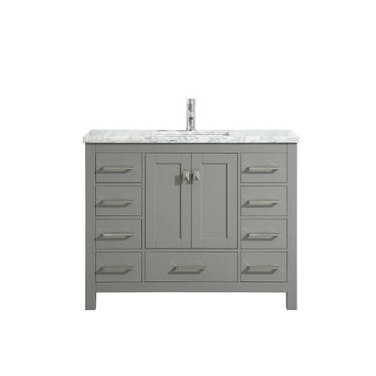 Eviva London 42" x 34" Gray Freestanding Bathroom Vanity With Carrara Marble Countertop and Single Undermount Sink