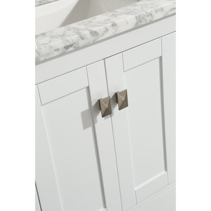 Eviva London 42" x 34" White Freestanding Bathroom Vanity With Carrara Marble Countertop and Single Undermount Sink