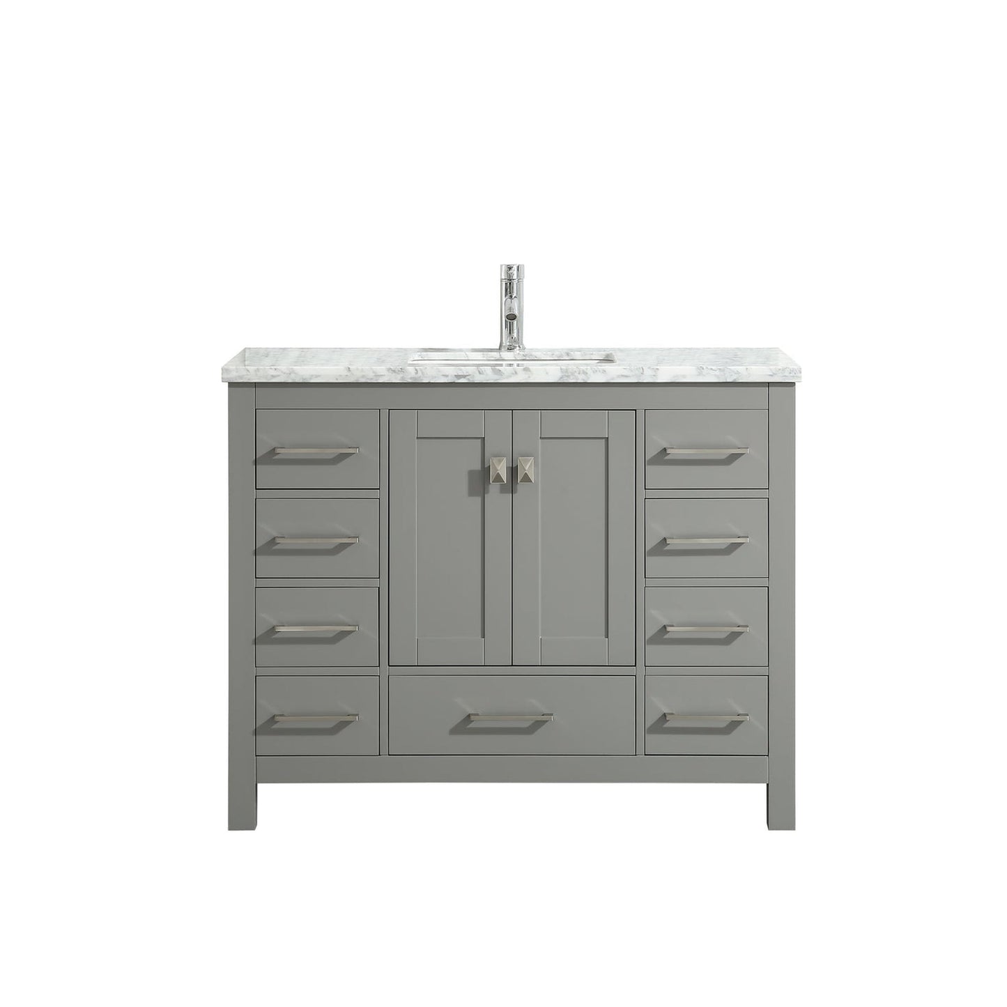 Eviva London 48" x 34" Gray Freestanding Bathroom Vanity With Carrara Marble Countertop and Single Undermount Sink