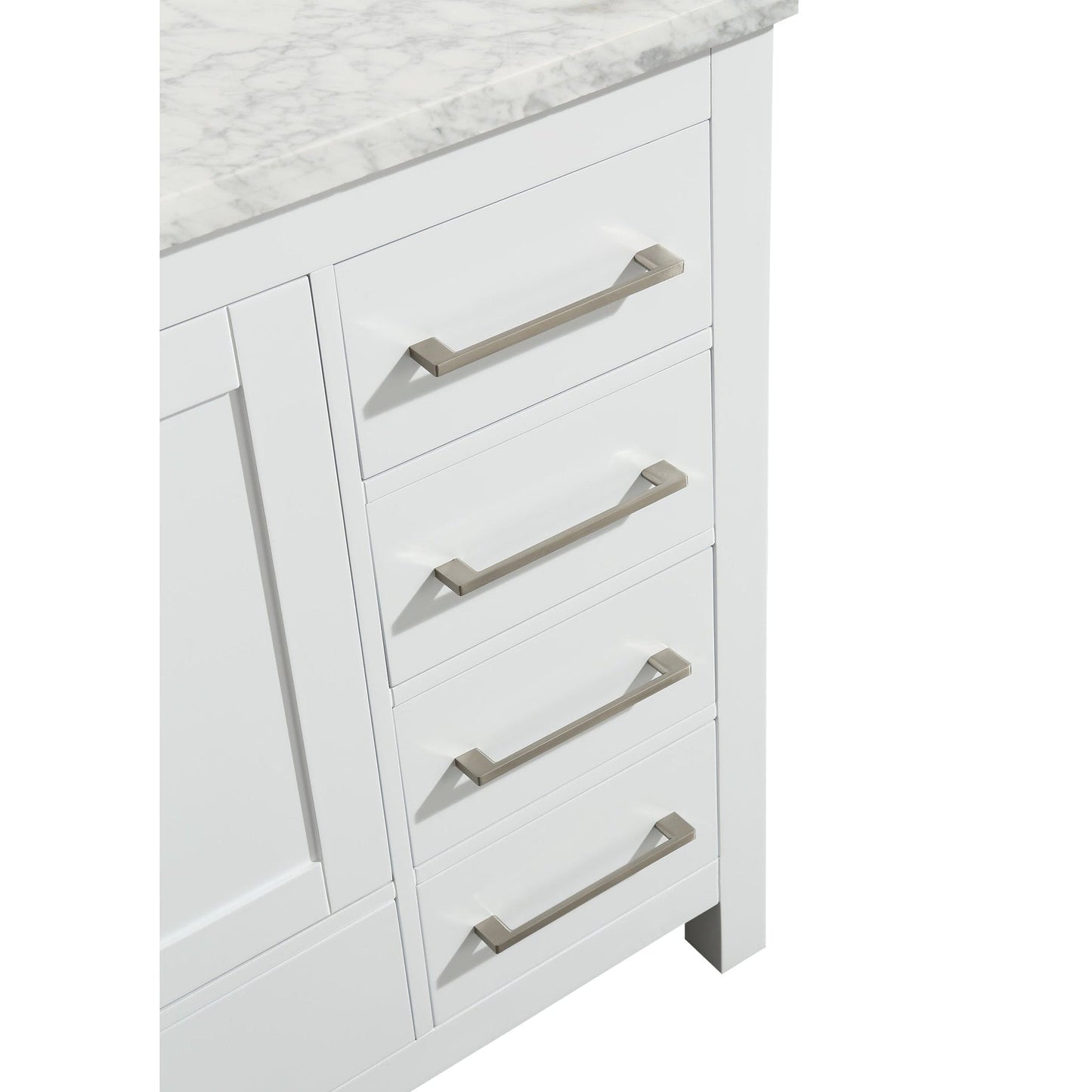 Eviva London 48" x 34" White Freestanding Bathroom Vanity With Carrara Marble Countertop and Single Undermount Sink