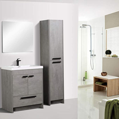 Eviva Lugano 24” x 36” Cement Gray Bathroom Vanity With White Single Integrated Acrylic Top