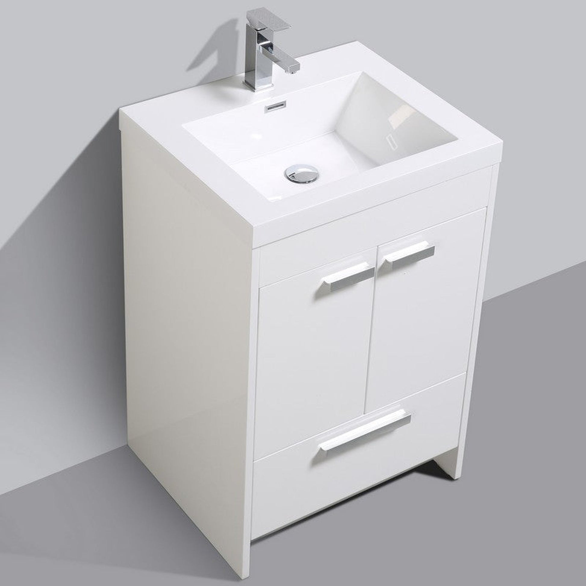Eviva Lugano 24” x 36” White Bathroom Vanity With White Single Integrated Acrylic Top