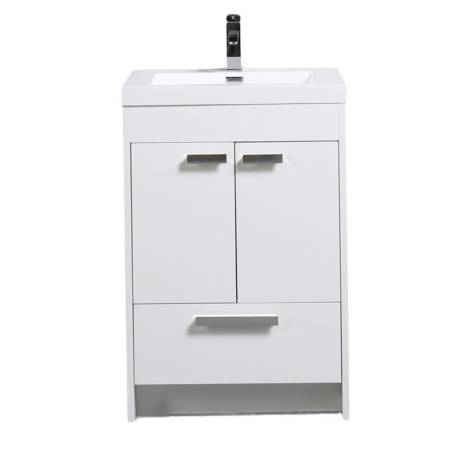 Eviva Lugano 24” x 36” White Bathroom Vanity With White Single Integrated Acrylic Top