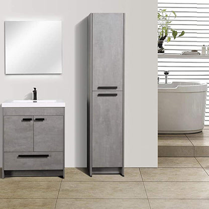 Eviva Lugano 30” x 36” Cement Gray Bathroom Vanity With White Integrated Acrylic Top