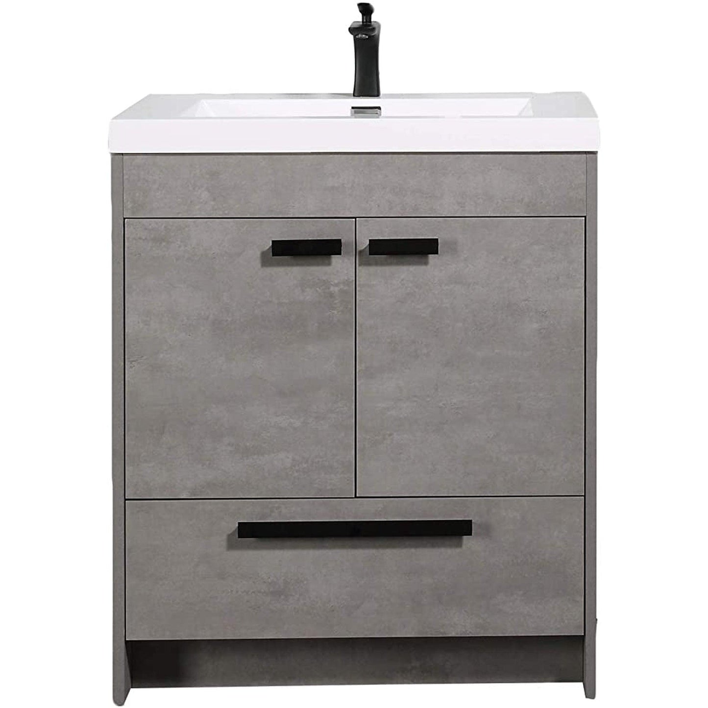 Eviva Lugano 30” x 36” Cement Gray Bathroom Vanity With White Integrated Acrylic Top