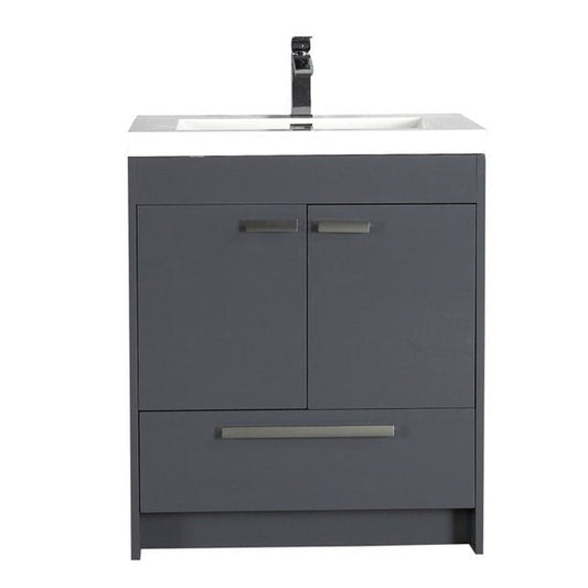 Eviva Lugano 30” x 36” Gray Bathroom Vanity With White Single Integrated Acrylic Top