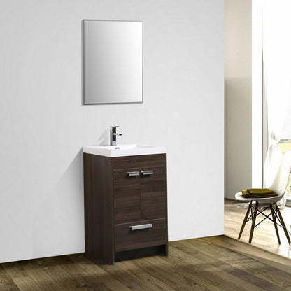 Eviva Lugano 30” x 36” Gray Oak Bathroom Vanity With White Single Integrated Acrylic Top